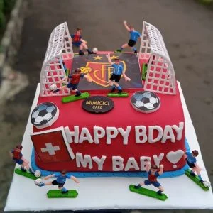 Kue Ulang Tahun Custom Cake Kotak Tema Sepak Bola