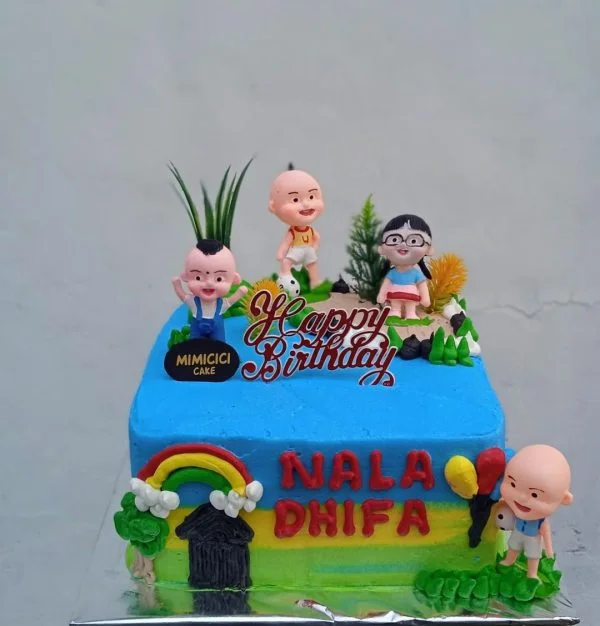 Kue Ulang Tahun Custom Cake Kotak Tema Upin Ipin