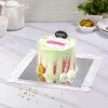Korean Bento Cake Green Stripe Pink  by Mimicici Cake
