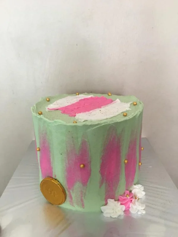 Korean Bento Cake Green Stripe Pink  by Mimicici Cake - Image 2